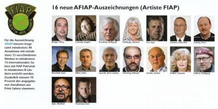 16 neue AFIAP-Auszeichnungen