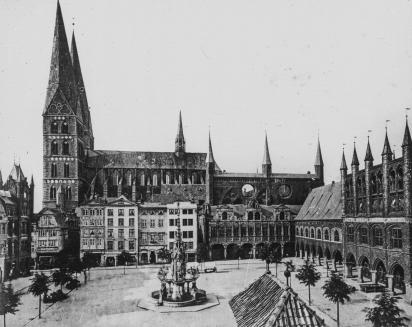 Lübeck -Markt mit Marienkirche